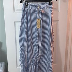 Elan Wrap Pants Beach Coverup Blue Stripe SZ. Lg